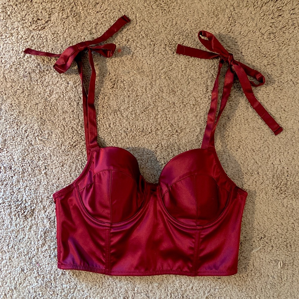 [SOLD] Forever 21 Satin Burgundy Bustier Top